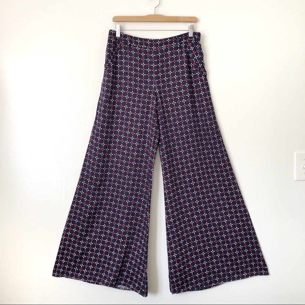 Anthropologie Cartonnier Blue Motif Wide Leg pants